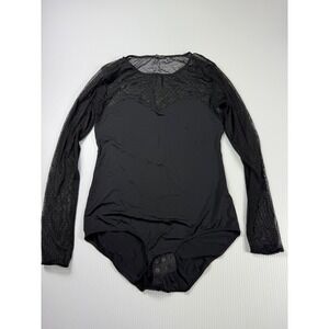 OYSHO Body Sheer Polka Dot Long Sleeve Top Black L‎